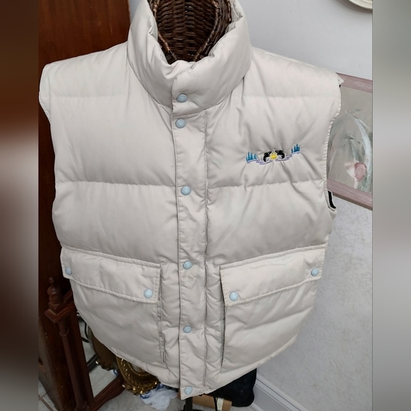 Eddie Bauer Other - Eddie Bauer Goose Down/Lined Puffer Vest Men's Med.Zipper&Snaps Work (lake/fish)